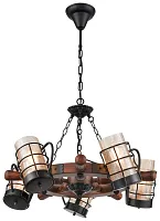 Люстра подвесная 561-703-05 Velante янтарная на 5 ламп, основание коричневое чёрное в стиле кантри Люстра подвесная 561-703-05 Velante янтарная на 5 ламп, основание коричневое чёрное в стиле кантри