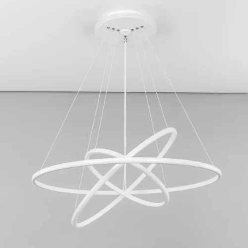 Люстра подвесная LED с пультом Неон Смарт CL731A090E Citilux белая на 1 лампа, основание белое в стиле современный с пультом кольца фото 2