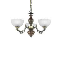 Люстра подвесная  L 2805/3 Reccagni Angelo белая на 3 лампы, основание бронзовое коричневое в стиле кантри классический 