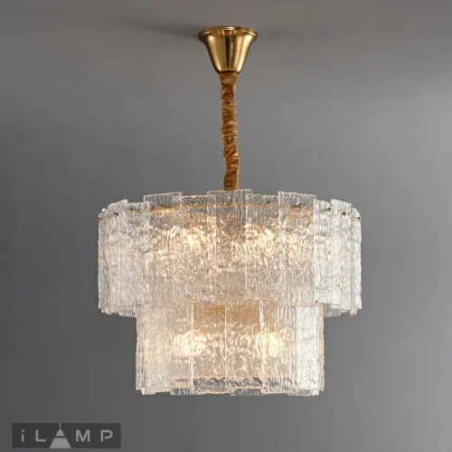 Люстра потолочная Manhattan P6315-D600 BR iLamp прозрачная на 10 ламп, основание латунь в стиле классический  фото 6