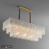 Люстра подвесная Manhattan P6315-1200 BR iLamp прозрачная на 9 ламп, основание латунь в стиле классический 