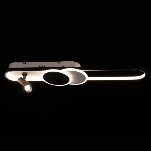 Люстра потолочная LED с пультом Драйв 377013604 DeMarkt чёрная белая на 1 лампа, основание белое чёрное в стиле хай-тек с пультом фото 2