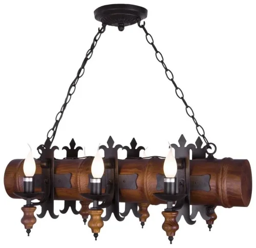 Светильник подвесной 599-703-06 Velante без плафона 6 ламп, основание чёрное коричневое в стиле кантри 