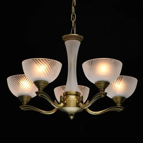 Люстра подвесная Афродита 317014705 MW-Light белая на 5 ламп, основание латунь в стиле классический  фото 2