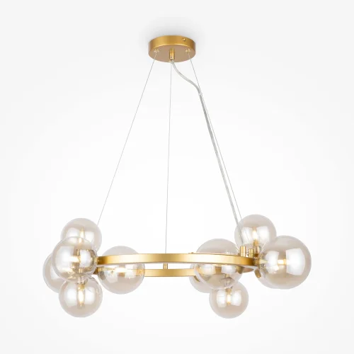 Люстра подвесная Dallas MOD545PL-11G Maytoni белая на 11 ламп, основание золотое в стиле современный шар фото 3