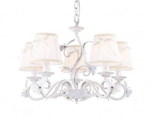 Люстра подвесная  Mariposa 1839-5P Favourite белая на 5 ламп, основание бежевое в стиле классический 
