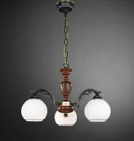 Люстра подвесная  L 8610/3 Reccagni Angelo белая на 3 лампы, основание бронзовое коричневое в стиле кантри классический 