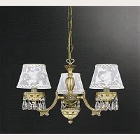 Люстра подвесная  L 7033/3 Reccagni Angelo бежевая белая на 3 лампы, основание античное бронза в стиле классический 