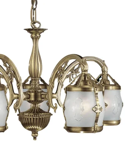 Люстра подвесная  L 4020/5 Reccagni Angelo белая на 5 ламп, основание античное бронза в стиле классический  фото 3
