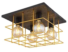 Светильник потолочный Merril 15530B-4D Globo золотой 4 лампы, основание чёрное в стиле лофт 