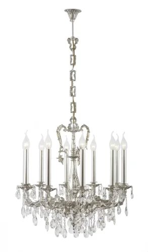 Люстра хрустальная подвесная Aosta E 1.1.10.300 SB Dio D'Arte без плафона на 10 ламп, основание серое серебряное в стиле классический 