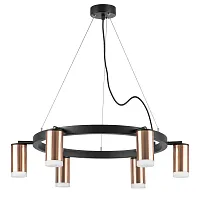 Люстра подвесная Rullo LR0163060 Lightstar медь на 6 ламп, основание чёрное в стиле хай-тек Люстра подвесная Rullo LR0163060 Lightstar медь на 6 ламп, основание чёрное в стиле хай-тек