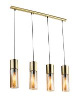 Светильник подвесной Annika 21000-4HM Globo прозрачный янтарный 4 лампы, основание матовое золото в стиле модерн трубочки