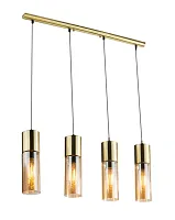 Светильник подвесной Annika 21000-4HM Globo янтарный прозрачный 4 лампы, основание матовое золото в стиле современный трубочки