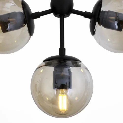 Светильник потолочный лофт Stampo SL549.402.03 St-Luce прозрачный 3 лампы, основание чёрное в стиле лофт молекула шар фото 3