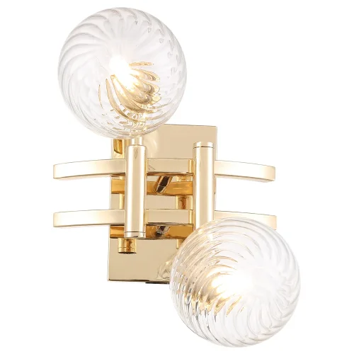 Бра LUXURY AP2 GOLD Crystal Lux прозрачный на 2 лампы, основание золотое в стиле арт-деко шар молекула фото 3
