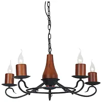Люстра подвесная  590-703-05 Velante без плафона на 5 ламп, основание коричневое чёрное в стиле кантри 
