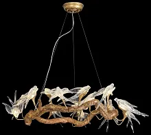 Светильник подвесной LED Viviana WE183.14.503 Wertmark прозрачный 14 ламп, основание медь в стиле арт-деко современный птички