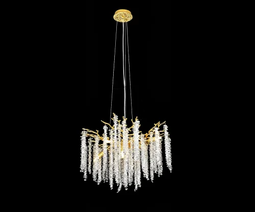 Люстра подвесная Шанти 07871-60D,33 Kink Light прозрачная на 8 ламп, основание золотое в стиле флористика современный ветви