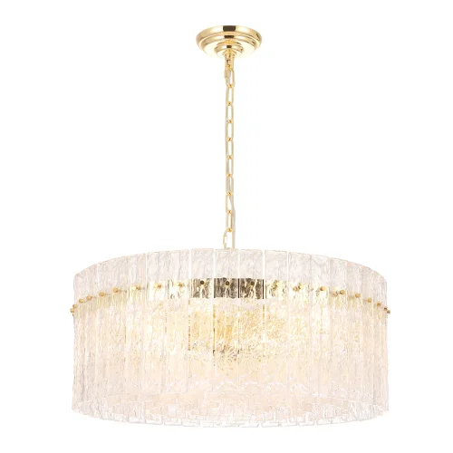 Люстра подвесная OVIEDO SP12 Crystal Lux прозрачная на 12 ламп, основание золотое в стиле классический  фото 2