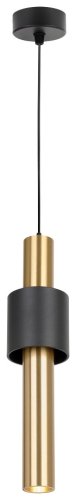 Светильник подвесной LED 475-406-01 Velante золотой чёрный 1 лампа, основание чёрное в стиле хай-тек современный трубочки