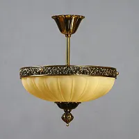 Люстра на штанге  LUGO 8539/30 PL PB AMBIENTE by BRIZZI янтарная бежевая на 3 лампы, основание бронзовое в стиле классический 