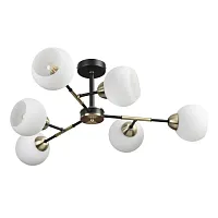 Люстра потолочная Comfi 4595/6C Lumion белая на 6 ламп, основание чёрное в стиле современный шар