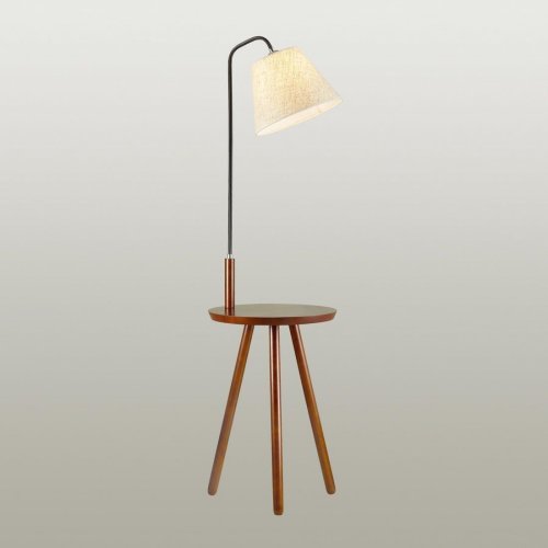 Торшер со столиком Kalda 4666/1F Odeon Light со столиком бежевый 1 лампа, основание коричневое в стиле кантри
 фото 2