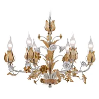Люстра подвесная Contrada E 1.1.6 WO Arti Lampadari без плафона на 6 ламп, основание белое в стиле флористика классический Люстра подвесная Contrada E 1.1.6 WO Arti Lampadari без плафона на 6 ламп, основание белое в стиле флористика классический