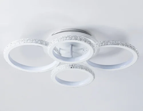 Люстра потолочная LED FA9524 Ambrella light белая на 1 лампа, основание белое в стиле современный хай-тек кольца фото 7