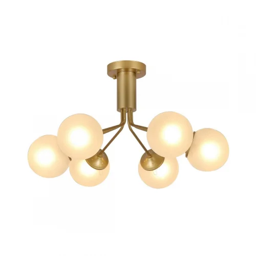 Люстра потолочная Pax 2631-6U F-promo белая на 6 ламп, основание золотое в стиле современный шар