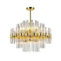 Люстра подвесная Сelebratio 2205-10P Favourite прозрачная на 10 ламп, основание золотое в стиле современный Люстра подвесная Сelebratio 2205-10P Favourite прозрачная на 10 ламп, основание золотое в стиле современный