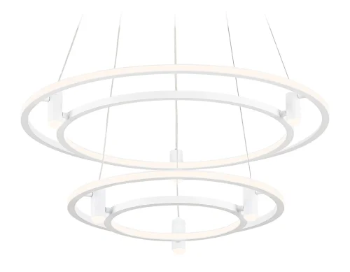 Люстра подвесная LED FL5542 Ambrella light белая на 1 лампа, основание белое в стиле современный хай-тек кольца фото 2