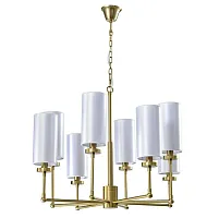 Люстра подвесная 7264+4/C Newport бежевая на 8 ламп, основание латунь в стиле современный  Люстра подвесная 7264+4/C Newport бежевая на 8 ламп, основание латунь в стиле современный