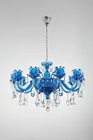 Люстра подвесная Ashanti 1250.10 blu Lucia Tucci прозрачная на 10 ламп, основание голубое в стиле классический 
