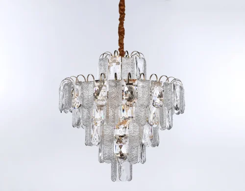 Люстра подвесная TR5233 Ambrella light прозрачная на 12 ламп, основание золотое в стиле классический современный  фото 6