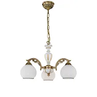 Люстра подвесная  L 8605/3 Reccagni Angelo белая на 3 лампы, основание античное бронза в стиле кантри классический 
