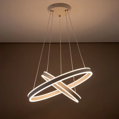 Светильник подвесной LED с пультом Дуэт CL719640 Citilux белый 1 лампа, основание белое в стиле современный минимализм кольца с пультом фото 3