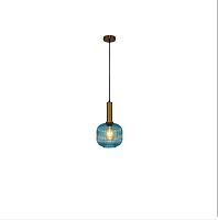 Светильник подвесной Triscina OML-99416-01 Omnilux голубой синий 1 лампа, основание бронзовое в стиле современный лофт выдувное
