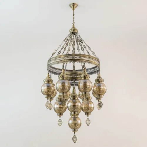 Люстра подвесная Каир CL419193 Citilux янтарная на 13 ламп, основание бронзовое в стиле восточный  фото 3