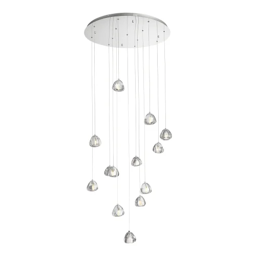 Люстра каскадная LED Waterfall SL6017.101.13 ST-Luce прозрачная на 13 ламп, основание хром в стиле современный каскад