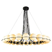 Люстра подвесная Seneca GRLSP-8176 Lussole белая на 24 лампы, основание чёрное в стиле современный шар Люстра подвесная Seneca GRLSP-8176 Lussole белая на 24 лампы, основание чёрное в стиле современный шар