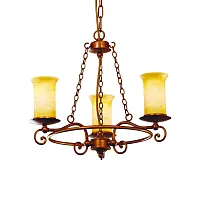 Люстра подвесная SL122.303.03 Evoluce янтарная жёлтая на 3 лампы, основание коричневое в стиле кантри 