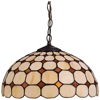 Люстра подвесная Тиффани 812-806-02 Velante бежевая коричневая разноцветная на 2 лампы, основание коричневое в стиле тиффани орнамент Люстра подвесная Тиффани 812-806-02 Velante бежевая коричневая разноцветная на 2 лампы, основание коричневое в стиле тиффани орнамент