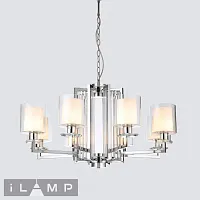 Люстра подвесная King RM6201-8 CR+CL iLamp прозрачная на 8 ламп, основание хром в стиле современный американский 