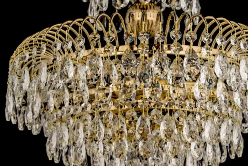 Люстра подвесная хрустальная Mineo E 1.5.40.101 G Arti Lampadari прозрачная на 5 ламп, основание золотое в стиле классический арт-деко  фото 2