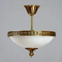 Люстра на штанге  TOLEDO 02155/30 PL PB AMBIENTE by BRIZZI белая на 3 лампы, основание бронзовое в стиле классический 