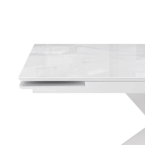 Стеклянный стол Хасселвуд 160(220)х90х77 белый мрамор / черный 586094 Woodville столешница белая из стекло фото 11