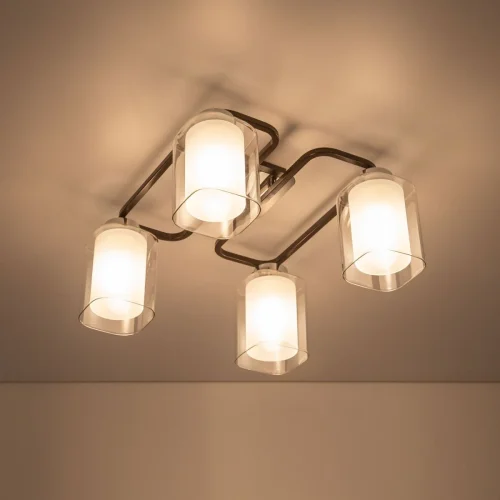 Люстра потолочная Румба CL159241 Citilux прозрачная белая на 4 лампы, основание коричневое венге в стиле современный  фото 4