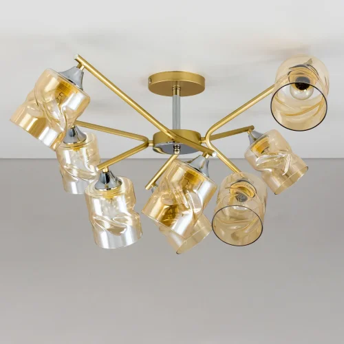 Люстра потолочная Клод CL137182 Citilux янтарная на 8 ламп, основание золотое в стиле современный  фото 5